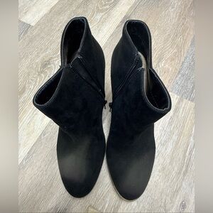 Just Fab Ankle Boots Solid Black Pointed Toe Block Heel Size 7.0 women's